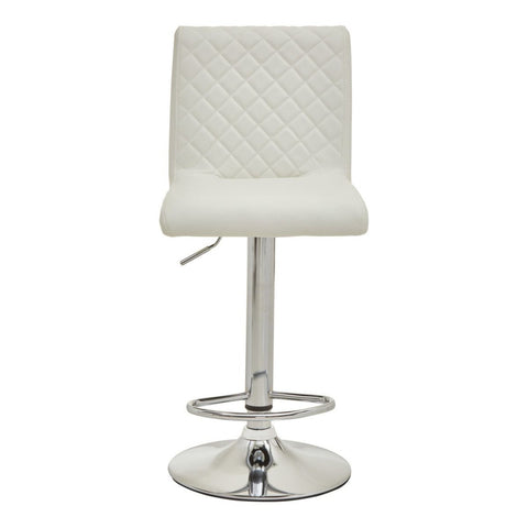 BAINA WHITE AND CHROME BAR STOOL WITH ROUND BASE