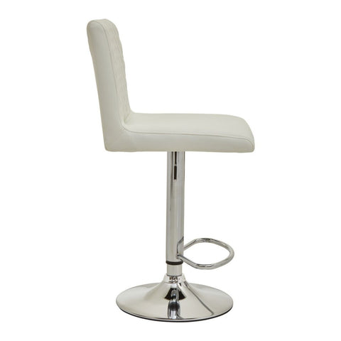 BAINA WHITE AND CHROME BAR STOOL WITH ROUND BASE