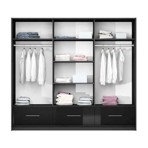 Marissa Black Gloss Slider Wardrobe 255 cm