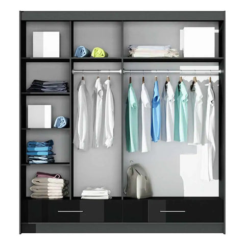 Marissa Slider Grey Wardrobe 208CM