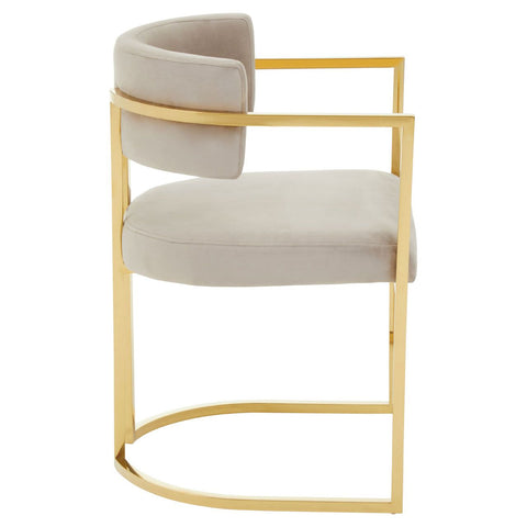 Azalea mink velvet dining chair with gold finish stainless steel frame