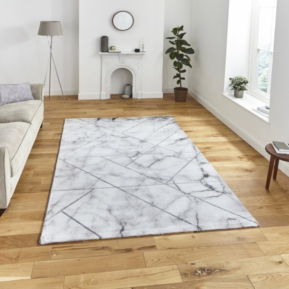 Craft 23299 Marble Effect Rug in Silver