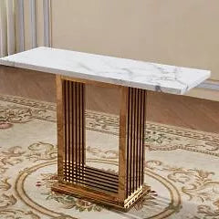 Tuscany Marble Console Table with Stainless Steel Base