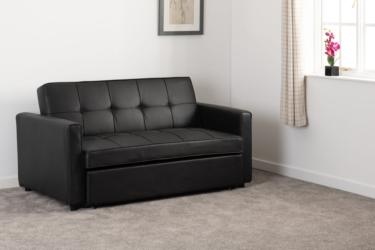 Astoria Sofa Bed in Black Faux Leather