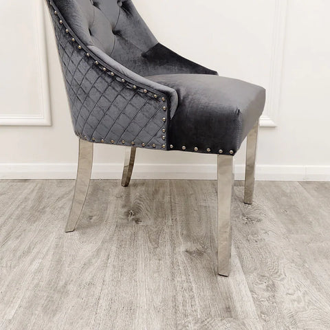 Bentley Dining Chair with Lion Knocker & Quilted Back