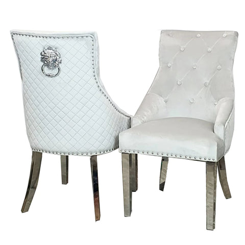 Bentley Dining Chair with Lion Knocker & Quilted Back