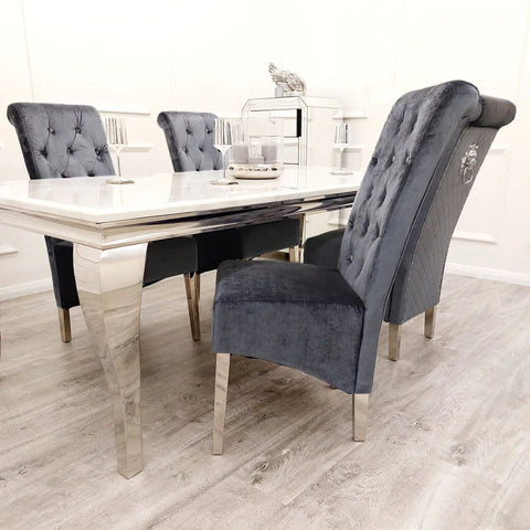Lewis Marble Dining Table & Grey Chairs