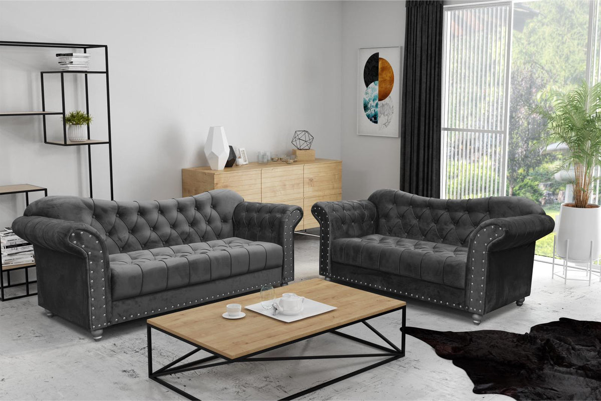 Elegance Sofa In Plush Steel