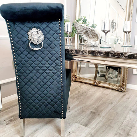 Emma Dining Chair ALL COLOURS with Lion Knocker & Quilted Back