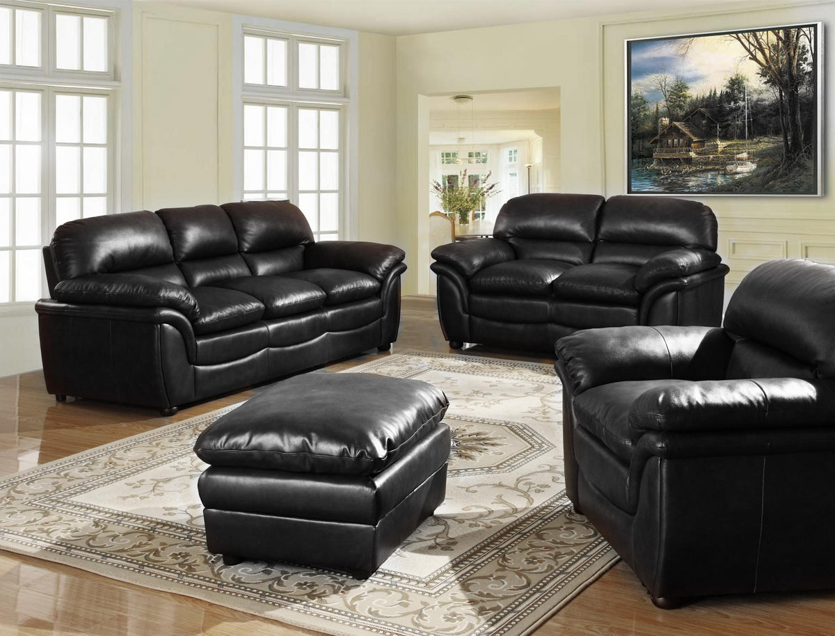 Fernando Sofa Suite Full Bonded Leather Black