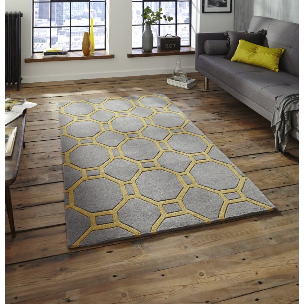 Hong Kong 4338 Rugs in Grey/Yellow