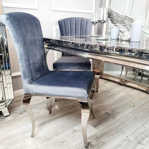 Julietta Dining Chair ALL COLOURS with Plain Back & Seashell Detail