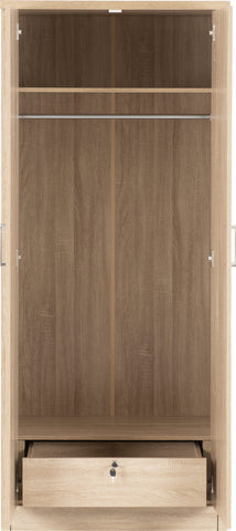 Lisbon 2 Door Wardrobe Light Oak Effect Veneer