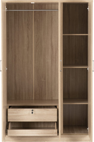 Lisbon 3 Door Wardrobe Light Oak Effect Veneer