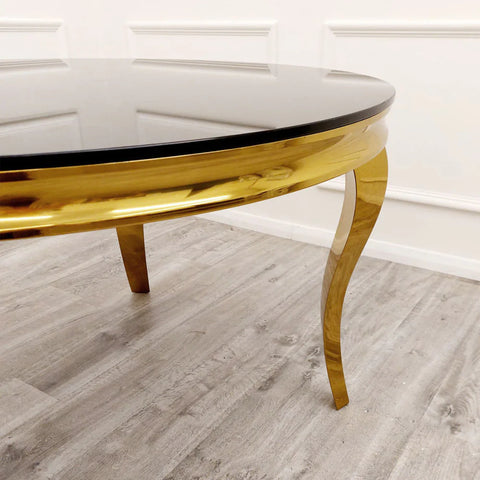 Louis Dining Table Gold with Glass Top