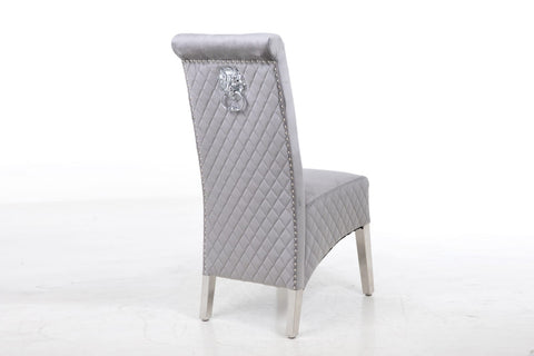 Lucy Grey Lion Knocker Back Chair