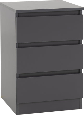 Malvern 3 Drawer Bedside Black