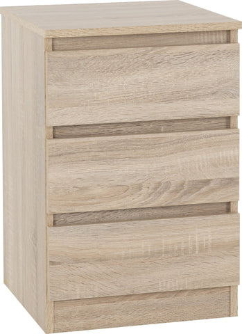 Malvern 3 Drawer Bedside Black