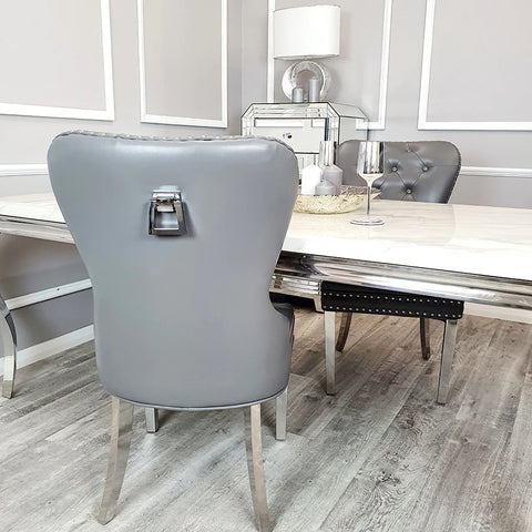 Mayfair Leather Dining Chairs Plain Back/Square Knocker
