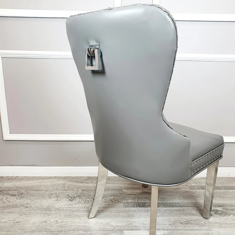 Mayfair Leather Dining Chairs Plain Back/Square Knocker