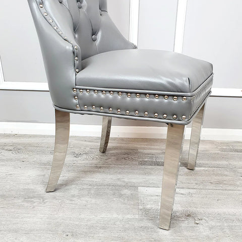 Mayfair Leather Dining Chairs Plain Back/Square Knocker