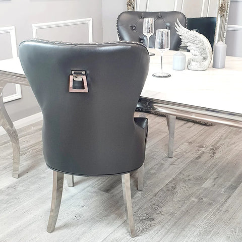 Mayfair Leather Dining Chairs Plain Back/Square Knocker