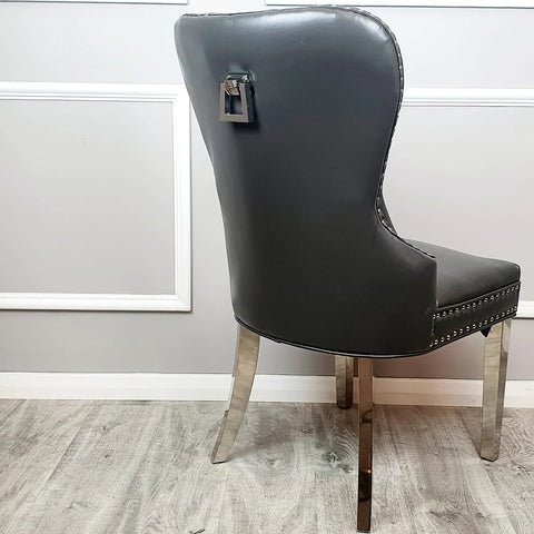 Mayfair Leather Dining Chairs Plain Back/Square Knocker
