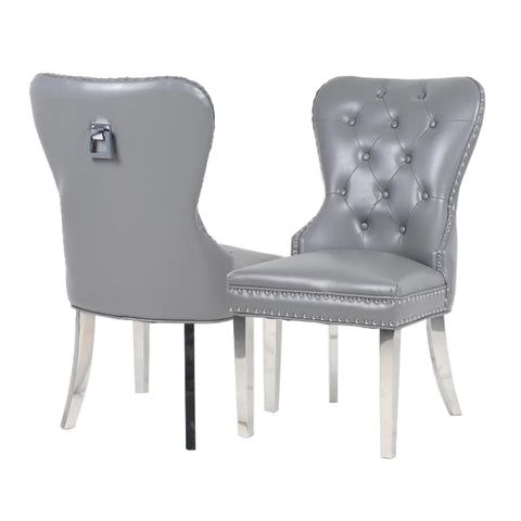 Mayfair Leather Dining Chairs Plain Back/Square Knocker