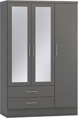 Nevada 3 Door 2 Drawer Mirrored Wardrobe Wood