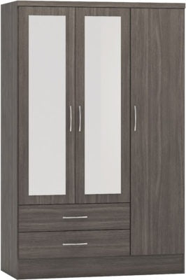 Nevada 3 Door 2 Drawer Mirrored Wardrobe Wood