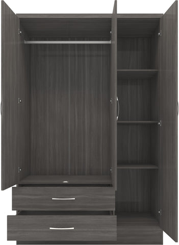 Nevada 3 Door 2 Drawer Mirrored Wardrobe Wood