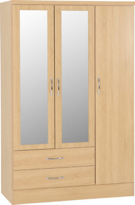 Nevada 3 Door 2 Drawer Mirrored Wardrobe Wood