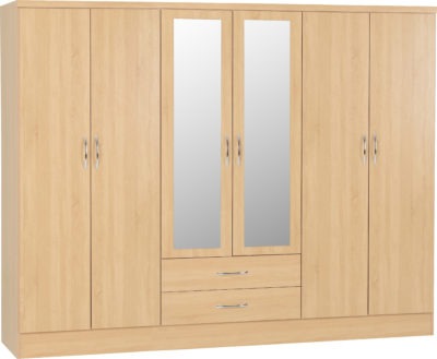 Nevada 6 Door 2 Drawer Mirrored Wardrobe