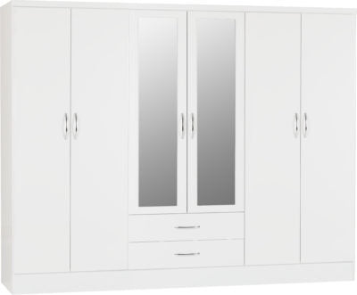 Nevada 6 Door 2 Drawer Mirrored Wardrobe Gloss