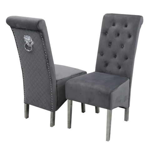 Lewis Marble Dining Table & Grey Chairs