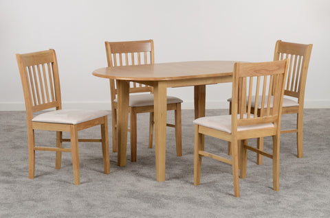 Oxford Extending Dining Set Natural Oak/Mink Microsuede