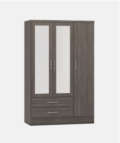 Nevada 3 Door 2 Drawer Mirrored Wardrobe Wood