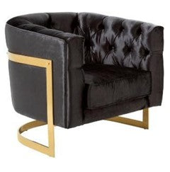 Leah Black With Gold Velvet Accent Chair Was £ 499.99 Now Half Price