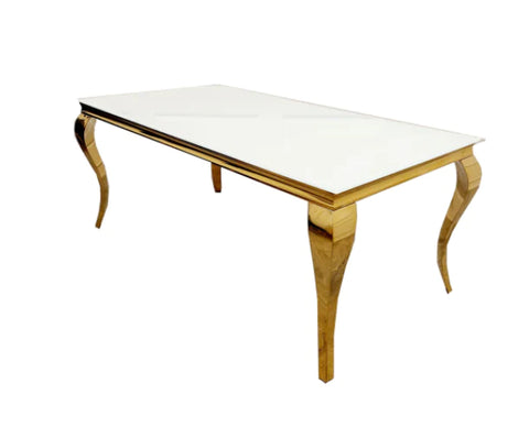 Louis Dining Table Gold with Glass Top