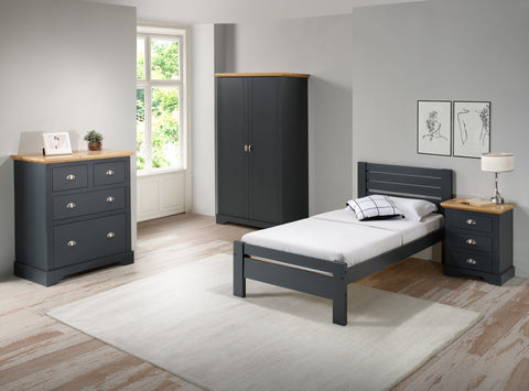 Toledo 2 Door Wardrobe Grey/Oak Effect