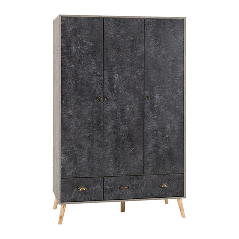 Nordic 3 Door 3 Drawer Wardrobe