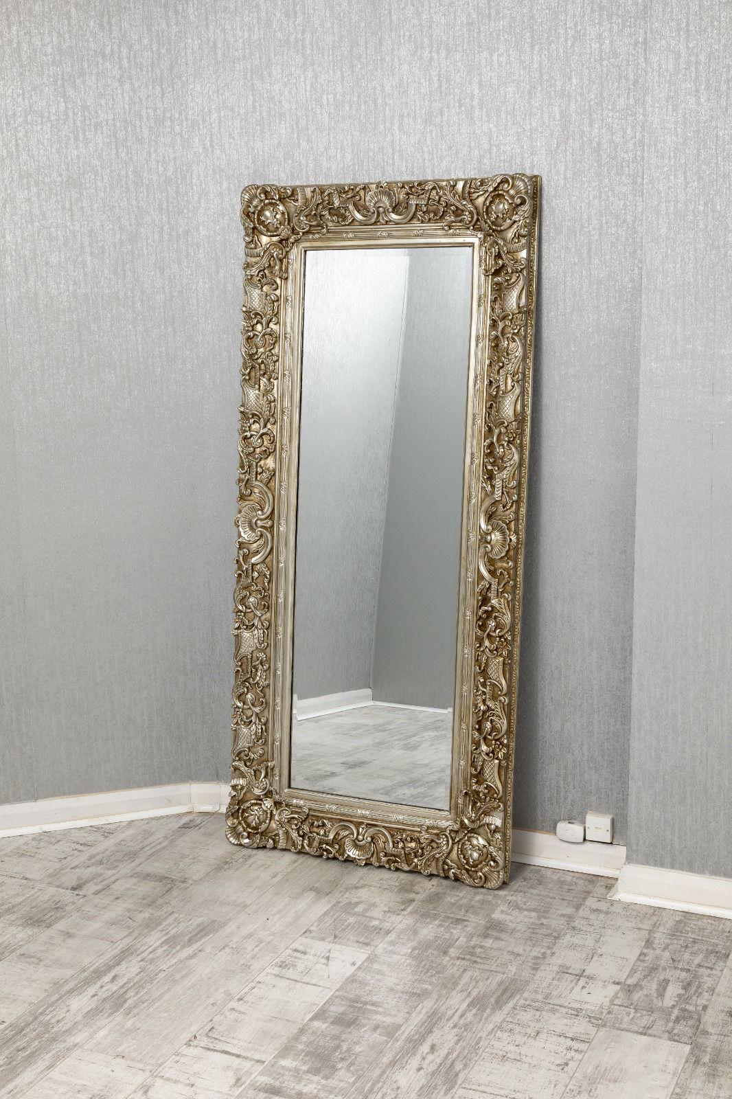 Large Ornate Mirror 180cm x 80cm Antique Silver