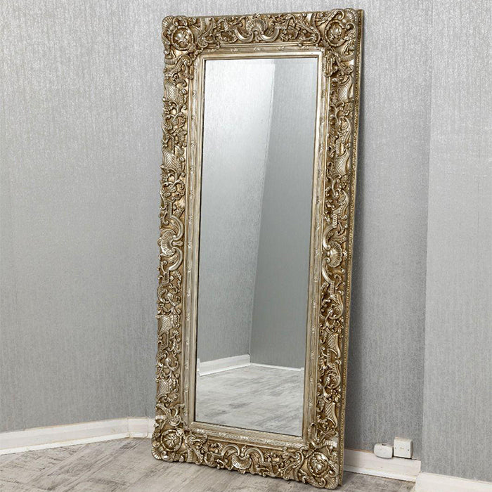 Large Ornate Mirror 180cm x 80cm Antique Silver