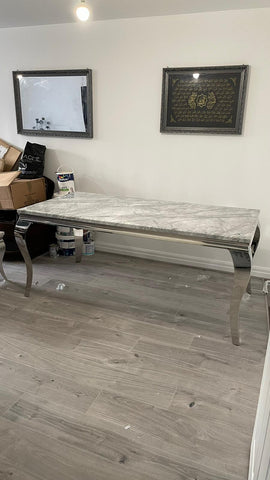 Lewis Marble Dining Table & Grey Chairs