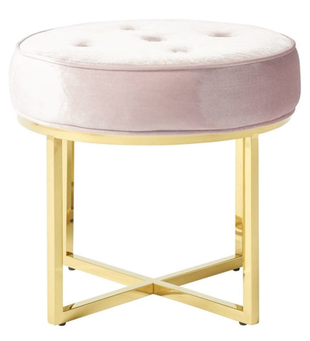Lena Pink Stool With Gold Fabric Stool