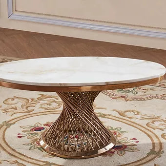Pescara Marble Effect Oval Coffee Table Rose Gold