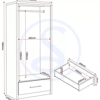 Seville 2 Door Wardrobe with High Gloss Doors