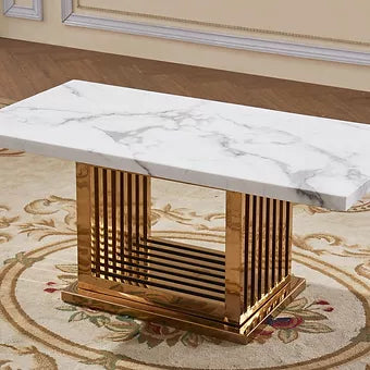 Tuscany Marble Coffee Table with Stainless Steel Base