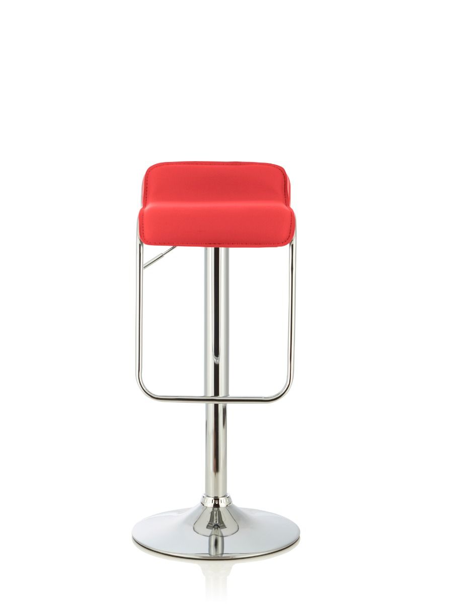 Clover Red Faux Leather Height Adjustable Swivel Bar Stool Pair