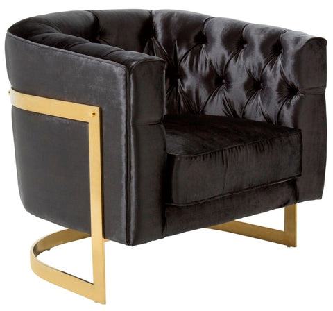Leah Black With Gold Velvet Accent Chair Was £ 499.99 Now Half Price